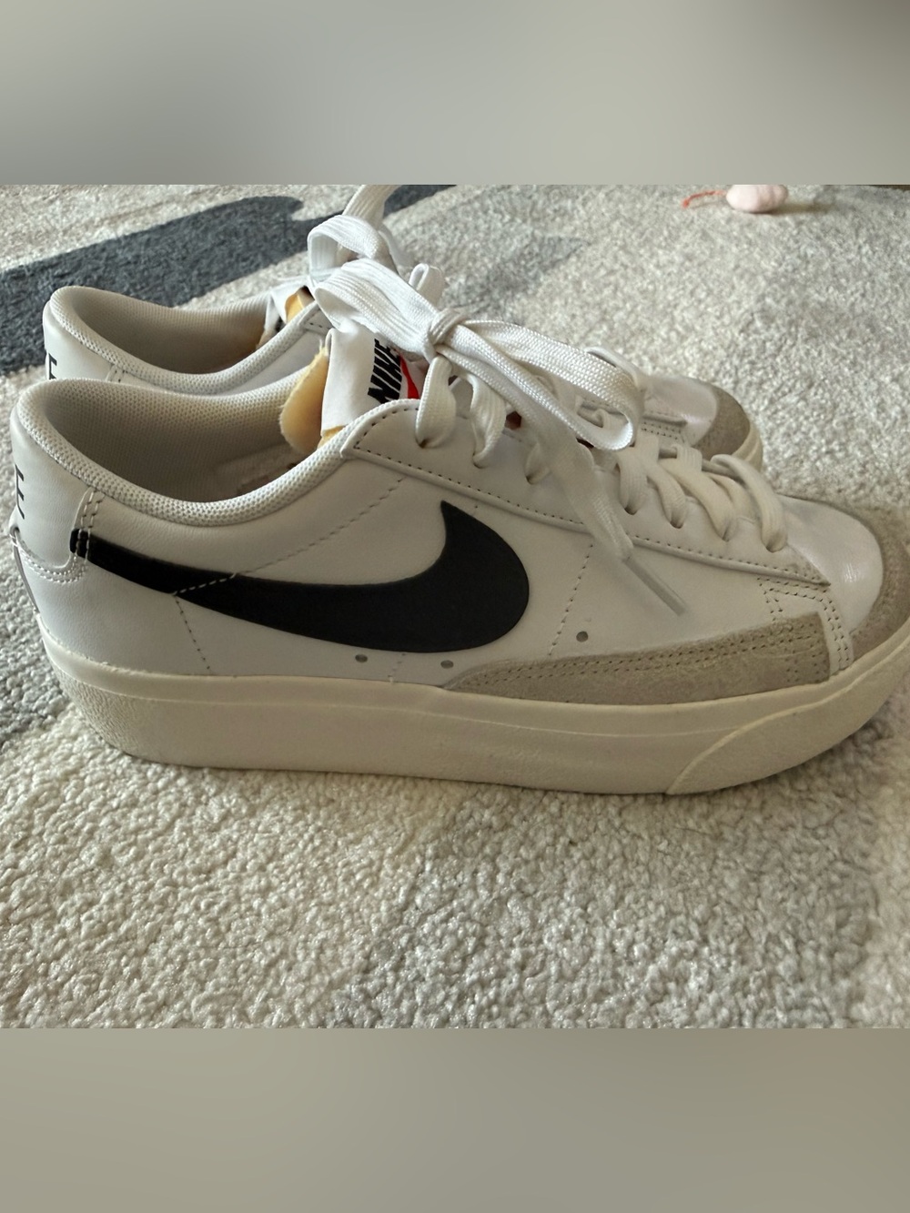 Nike White Low-Top Sneakers with Black Swoosh